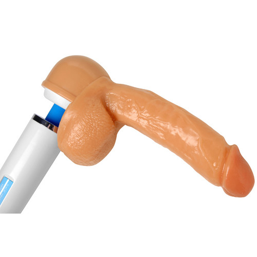 Buy the Wand Essentials Ride-N-Vibe Realistic 8 inch Dildo with Balls Wand Attachment - XR Brands