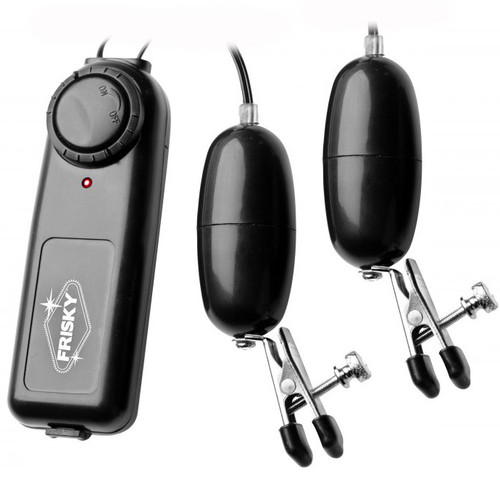 Buy the Frisky Vibe Me Vibrating Nipple Clamps with Variable Speed Bullets - XR Brands