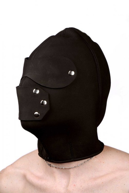 Strict Leather Neoprene Hood with Eye and Mouth Holes Black Small/Medium