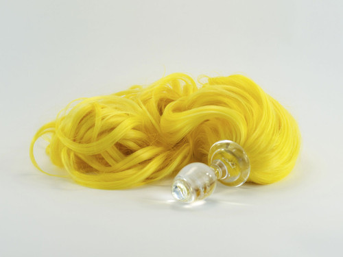 Crystal Delights Crystal Minx Yellow Faux Pony Tail Clear Plug Short Stem Small Bulb