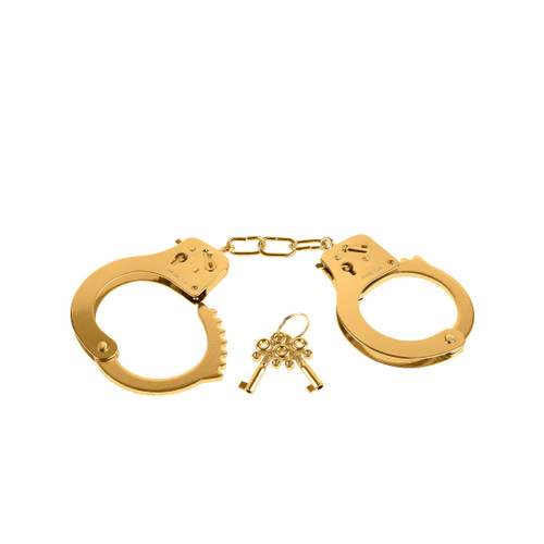 Buy the Fetish Fantasy Gold Deluxe Locking Golden Metal Handcuffs - Pipedream Products