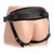 Buy the Black Low Rise Leather Strap-On Dildo Harness with Pink Accents - XR Brands STRICT Leather