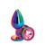 Buy the Rear Assets Medium Mulitcolor Aluminum Anal Plug with Round Pink Crystal Gem ButtPlug Backdoor - NS Novelties