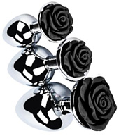 XR Brands Booty Sparks Black Rose Polished Aluminum Anal Plug collection