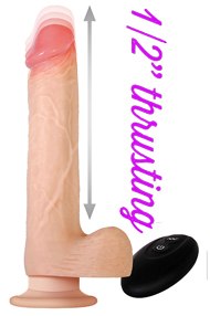 Evolved Novelties Adam & Eve Adam's 9.5 inch Thrusting 13-function Remote Control Rechargeable Realistic Silicone Dildo with Suction Cup 1/2 inch thrust