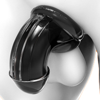 OXBALLS Atomic Jock Cock-Lock Male Chastity Cage in Black Packer Sheath