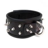 Buy the Alpha Dog Spiked Black Leather Adjustable Heavy Duty Locking Collar - The StockRoom