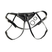 Buy the Full Curves Adjustable Black Leather Strapon Harness Plus Size - StockRoom