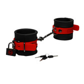 Buy the Lockable Silicone Wrist Cuffs in Black & Red - Kink by Doc Johnson 