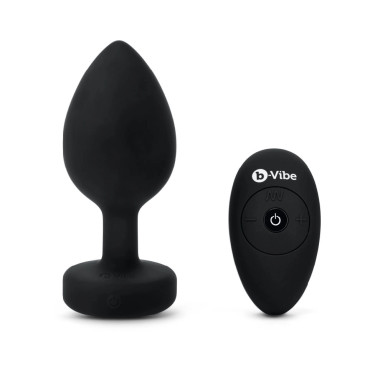 Buy the Vibrating Jewel 21-function Remote Control Rechargeable XXL  Silicone Butt Plug in Onyx Black