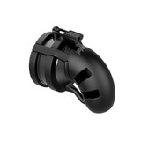 Buy the Man|Cage 18 Small Locking Silicone Ballsplitter Chastity Cage 3.5 inch in Black - Shots Toys