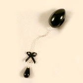 Buy The Insertable 34mm Black Egg, Black, Bow and Pendant with Silver Chain - Sylvie Monthule Erotic Jewelry made in France