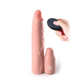 Buy the Fantasy X-tensions Elite Silicone 3 inch Mega 10-function Vibrating Penis Extension Sleeve in Light Vanilla Flesh ppa - Pipedream Products