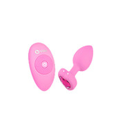 Buy the Heart-shaped Jewel 21-function Remote Control Rechargeable Small/Medium Silicone Butt Plug in Pink - cotr inc b-Vibe