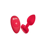 Buy the Heart-shaped Jewel 21-function Remote Control Rechargeable Medium/Large Silicone Butt Plug in Red - cotr inc b-Vibe