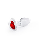 Buy the Crystal Desires Red Heart Jewel Small Clear Borosilicate Glass Anal Plug  - NS Novelties