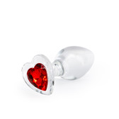 Buy the Crystal Desires Red Heart Jewel Medium Clear Borosilicate Glass Anal Plug  - NS Novelties