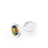 Buy the Crystal Desires Round Rainbow Small Clear Borosilicate Glass Anal Plug  - NS Novelties