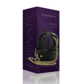 Edonista Ankle Cuffs With Hook And Gold Chain -Black