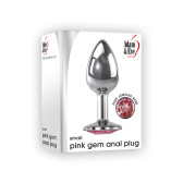 Metal Anal Plug With Pink Gemstone Base -Small