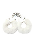 FURRY CUFFS WITH EYE MASK - WHITE