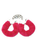 FURRY CUFFS WITH EYE MASK - HOT PINK