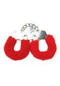 FURRY CUFFS WITH EYE MASK - RED