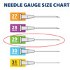 Easy-Touch Insulin Syringe with Needle, 29g gauge chart