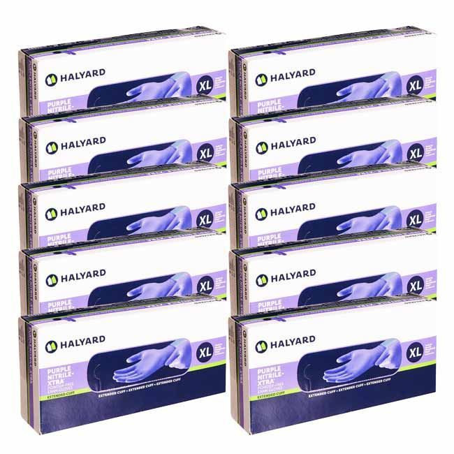 Halyard Purple Nitrile-Xtra Sサイズ 8箱 Kimberly-Clark Halyard - Purple Nitrile Xtra Extended Cuff Exam Gloves
