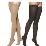 Sigvaris Cotton Ribbed - Women's Thigh High 30-40mmHg Compression Support Stockings (Grip Top) Full Length View