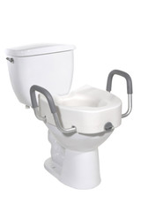 Drive 4-1/2 Inch Elongated Raised Toilet Seat with Arms in toilet