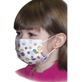 Pediatric Face Mask, Pleated With Earloops, Happy Face Print