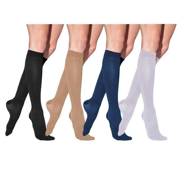 Sigvaris Cotton Ribbed - Women's Calf 20-30mmHg Compression Support Socks Full Length View Sigvaris Cotton Ribbed - Women's Calf 20-30mmHg Compression Support Socks Full Length View