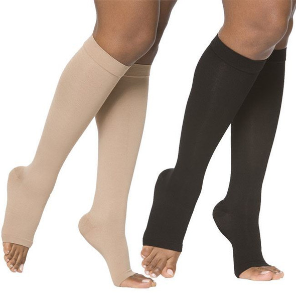 Sigvaris Opaque- Calf 20-30mmHg Compression Support Socks (Open Toe) Full Length View Sigvaris Opaque- Calf 20-30mmHg Compression Support Socks (Open Toe) Full Length View