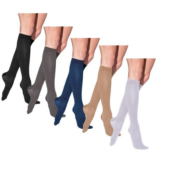Sigvaris Cotton Ribbed - Women's Calf 30-40mmHg Compression Support Socks Full Length View Sigvaris Cotton Ribbed - Women's Calf 30-40mmHg Compression Support Socks Full Length View