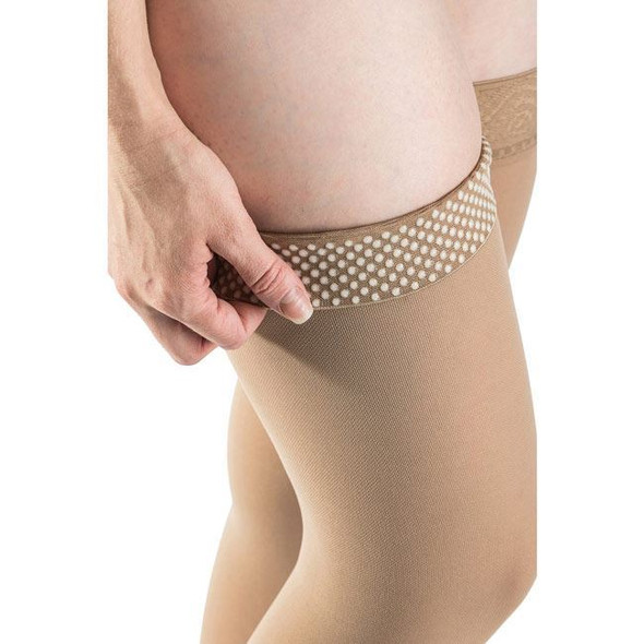 Sigvaris Opaque - Women's Thigh High 30-40mmHg Compression Support Stockings (Grip Top) Top Band View