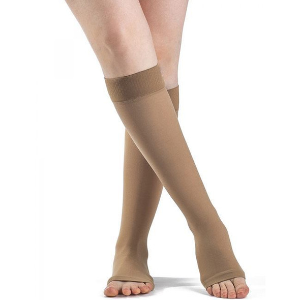 Sigvaris Opaque - Calf 30-40mmHg Compression Support Socks (Open Toe/Grip Top) Full Length View Sigvaris Opaque - Calf 30-40mmHg Compression Support Socks (Open Toe/Grip Top) Full Length View
