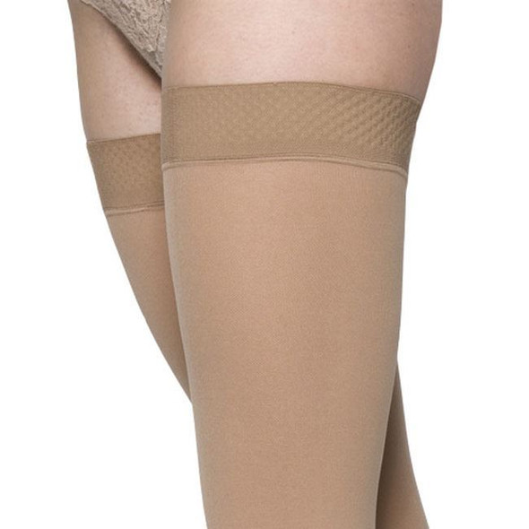 Sigvaris Opaque - Thigh High 30-40mmHg Unisex Compression Support Stockings (Open Toe) Thigh View
