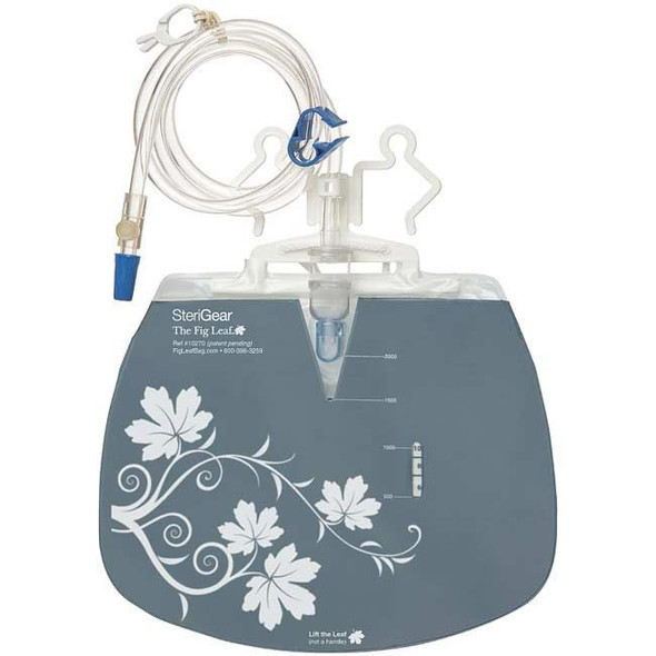 SteriGear - 2000ml Urinary Drainage Bag with Fig Leaf Cover Front View