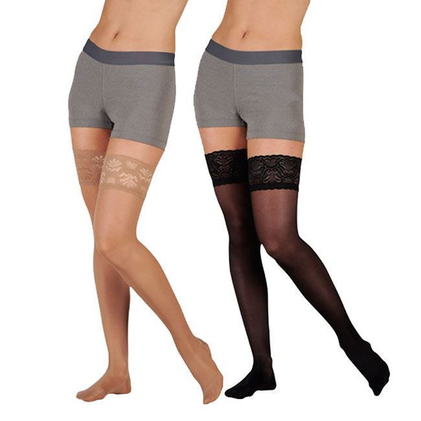 Juzo Attractive OTC - Women's 15-20mmHg Support/Compression Stockings (Thigh High) Full Length View Juzo Attractive OTC - Women's 15-20mmHg Support/Compression Stockings (Thigh High) Full Length View