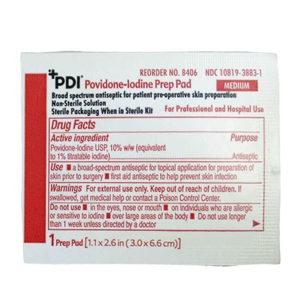 PDI - Povidone-Iodine Prep Pads Package Back View