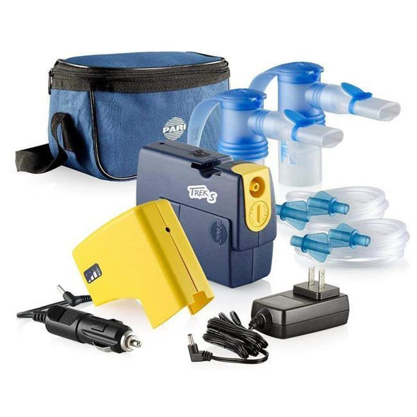 PARI TREK S - Portable Aerosol System (Compressor/Nebulizer) Complete System View PARI TREK S - Portable Aerosol System (Compressor/Nebulizer) Complete System View