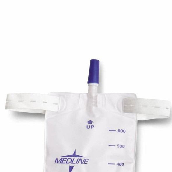 Medline - Urinary Drainage Leg Bag with Straps (Slide-Tap Valve) close up drain valve
