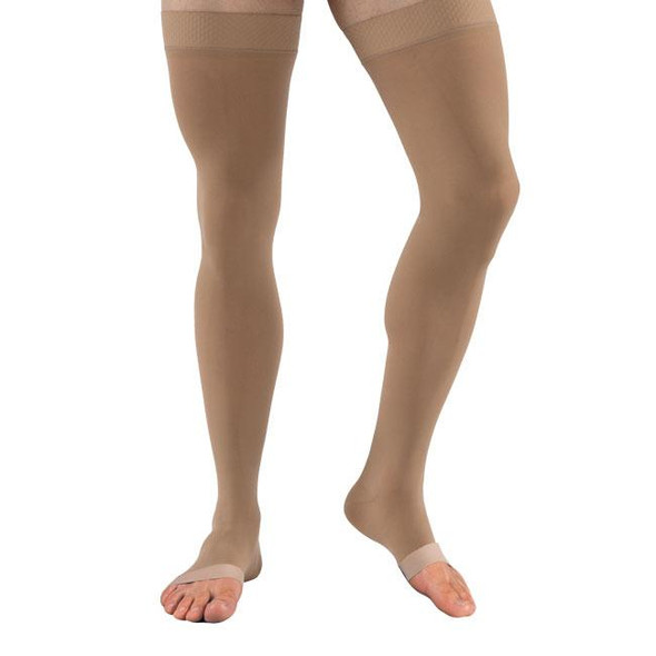 Jobst Relief Medical Legwear - Thigh High 30-40mmHg Compression Stockings w/Silicone Band (Open Toe) Full Length View Jobst Relief Medical Legwear - Thigh High 30-40mmHg Compression Stockings w/Silicone Band (Open Toe) Full Length View