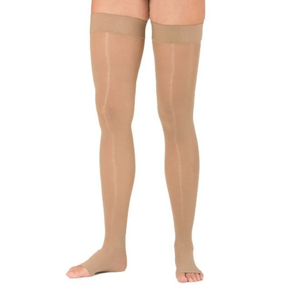 Mediven Assure - Petite Thigh High 20-30mmHg Compression Stocking (Silicone Band/Regular Calf/Open Toe) Full Length View Mediven Assure - Petite Thigh High 20-30mmHg Compression Stocking (Silicone Band/Regular Calf/Open Toe) Full Length View