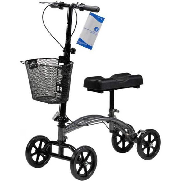 Dynarex -  Compact Steerable Knee Walker with Basket Front View