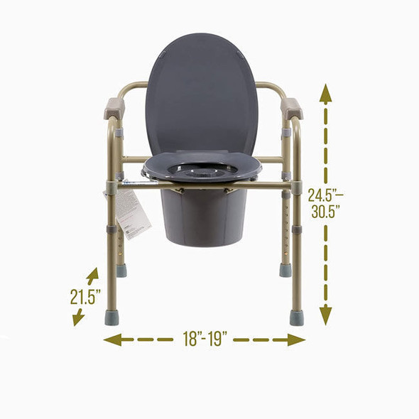 Dynarex - Folding Bedside Commode Product Dimension View