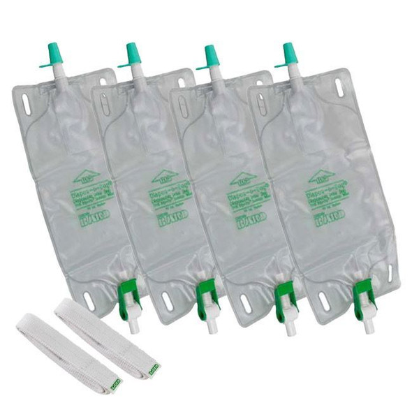 Bard Dispoz A Bag - 4 Urinary Leg Bags with Flip-Flo Valve and 1 Pair of Fabric Straps, case