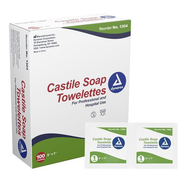 Dynarex Castile Soap Towelettes Front Box View Dynarex Castile Soap Towelettes Front Box View
