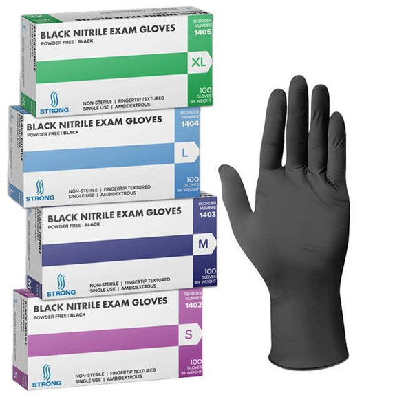 STRONG - Black Nitrile Disposable Exam Gloves boxes STRONG - Black Nitrile Disposable Exam Gloves boxes